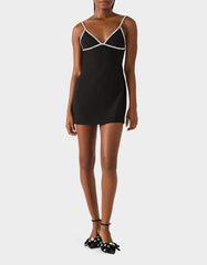 CRYSTAL SLIP DRESS BLACK Women's Black Mini Dress with Rhinestone Details