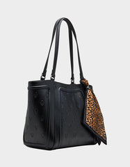 SKULLICIOUS TOTE WITH SCARF BLACK Women's Black Skull Tote Handbag