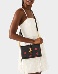 KISSES WALLET ON CHAIN BLACK/MULTI Women's Valentine's Day Lip Kisses Wallet