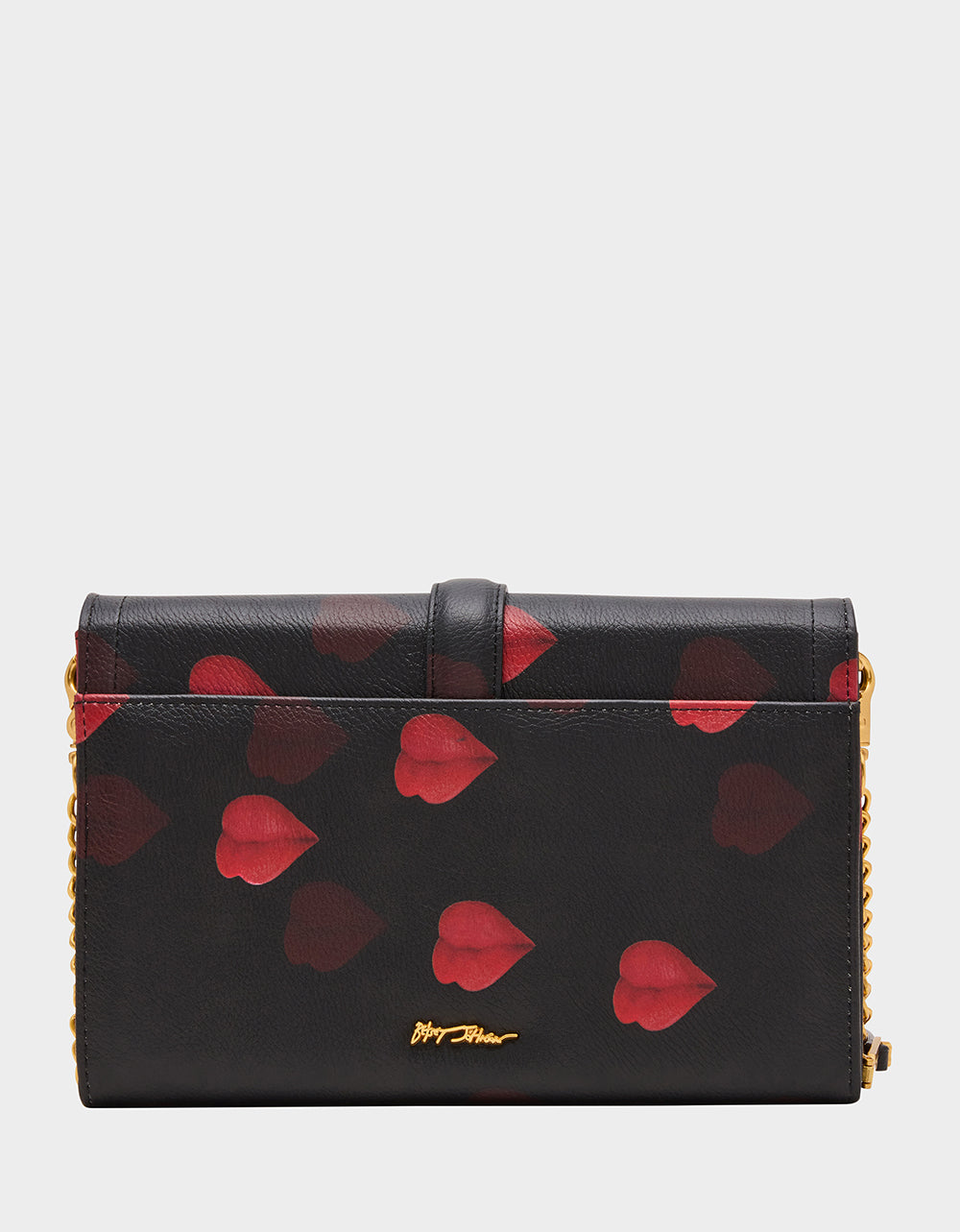 KISSES WALLET ON CHAIN BLACK/MULTI Women's Valentine's Day Lip Kisses Wallet