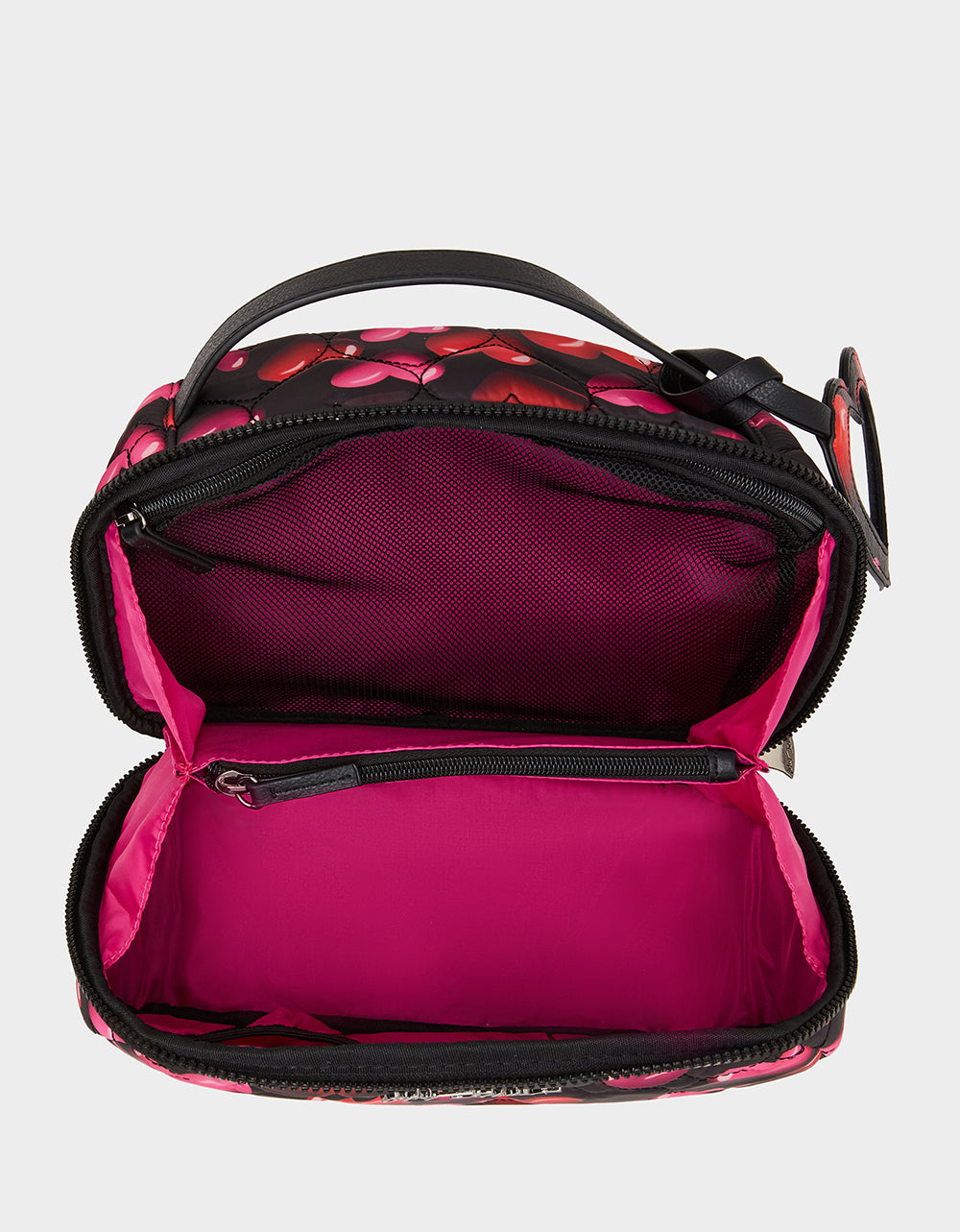 LOAF COSMETIC CASE WITH MIRROR BLACK/MULTI Women's Heart Print Travel Cosmetic Case