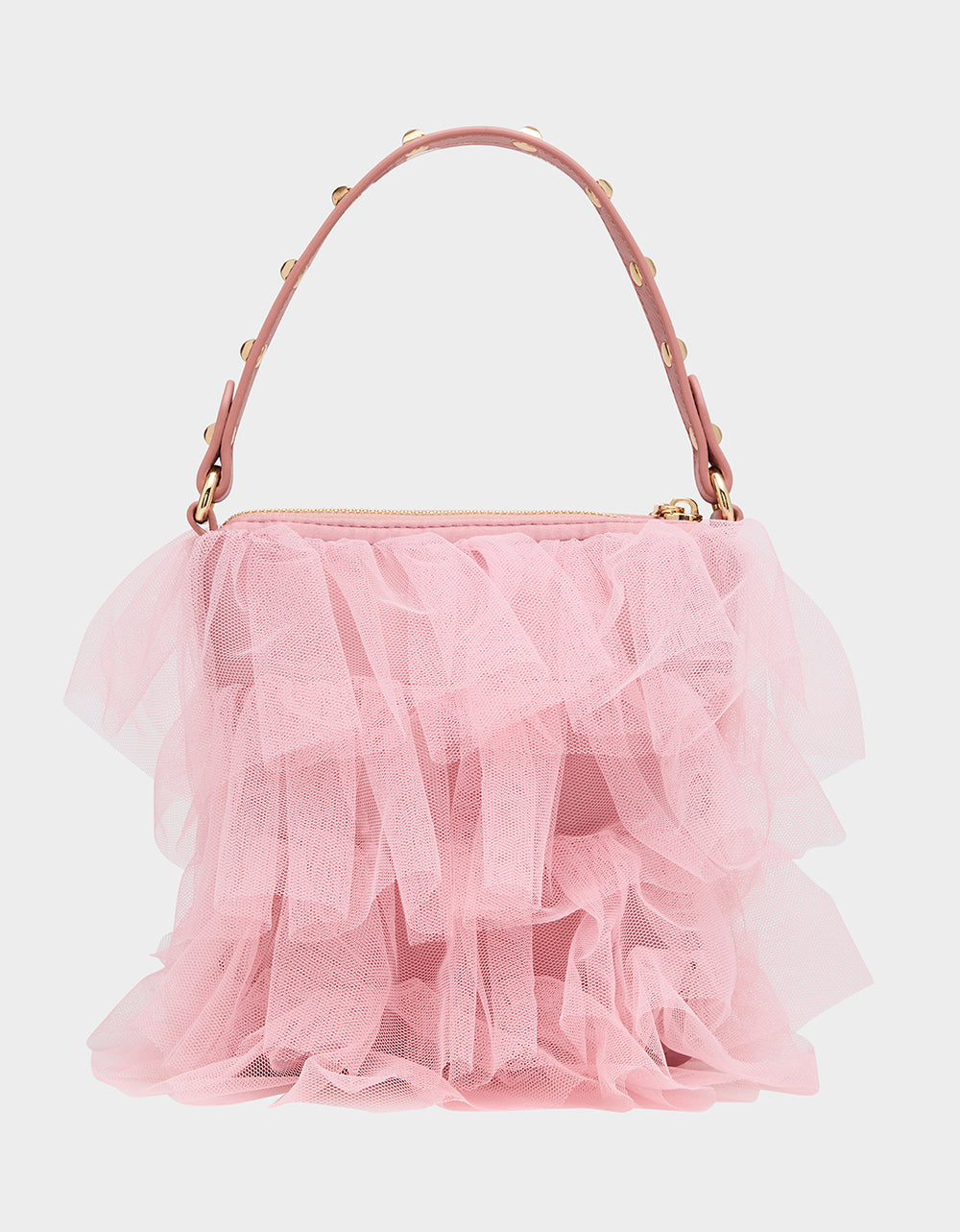 TUTU PRETTY PINK Women's Studded Shoulder Strap Tulle Crossbody Handbag