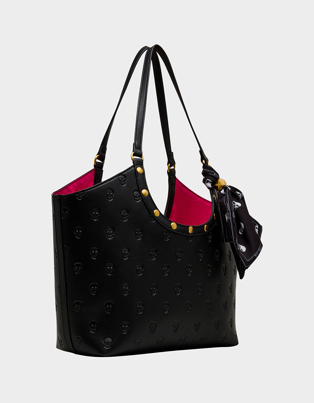 GET AHEAD TOTE BLACK Black Skull Print Tote Bag With Scarf