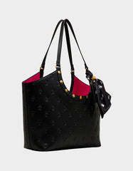 GET AHEAD TOTE BLACK Black Skull Print Tote Bag With Scarf