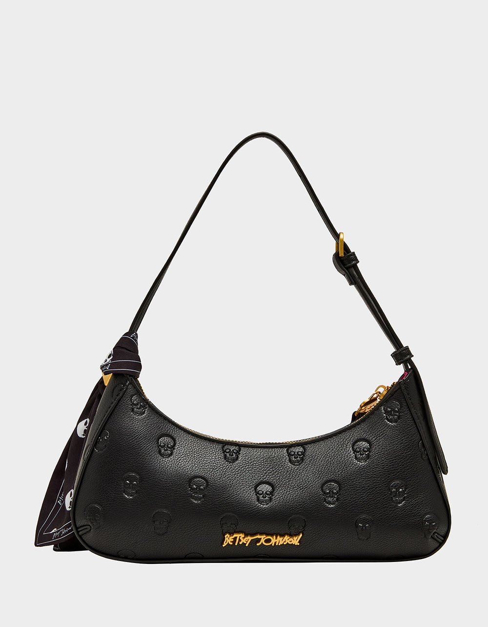 GET AHEAD SHOULDER BAG BLACK Black Skull Pink Shoulder Bag With Scarf