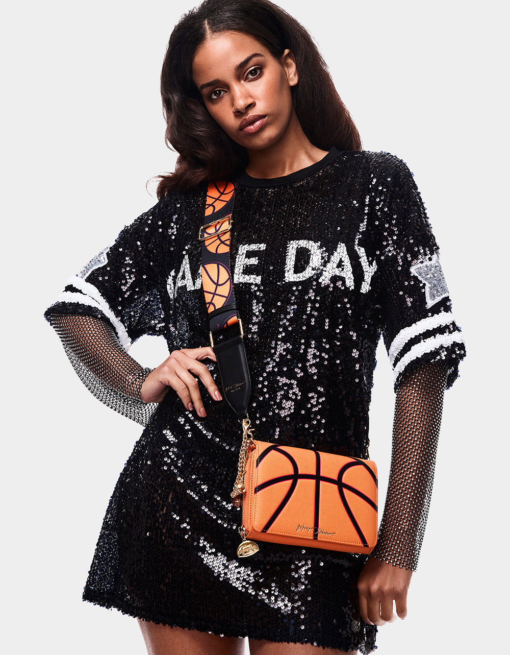 GAME TIME WALLET ON CHAIN ORANGE Women's Basketball Wallet on Chain With Charms