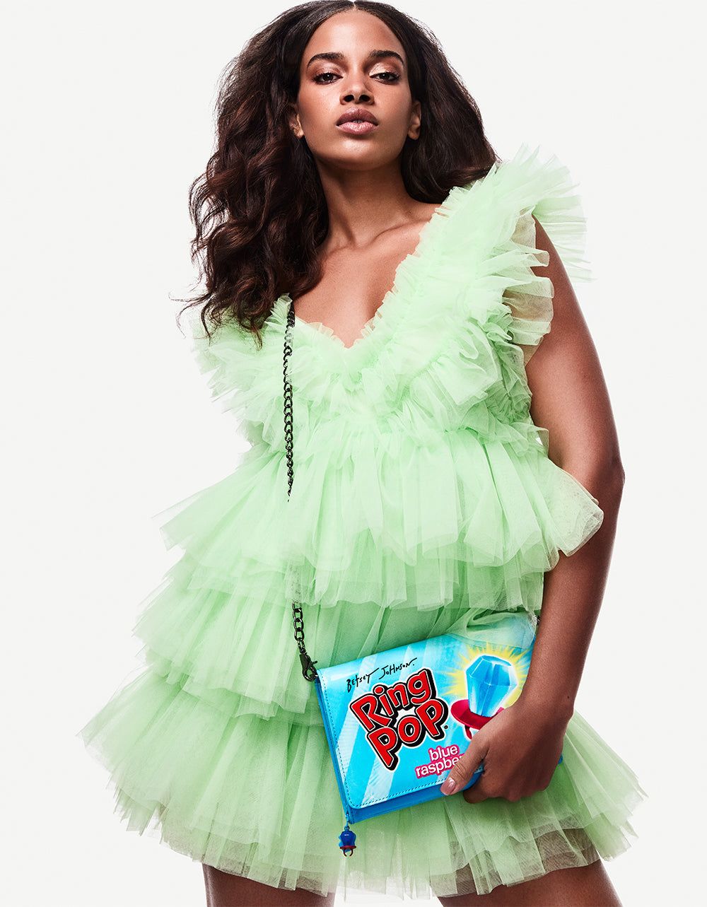 RING POP PATENT WALLET ON CHAIN BLUE Women's Ring Pop Halloween Wallet