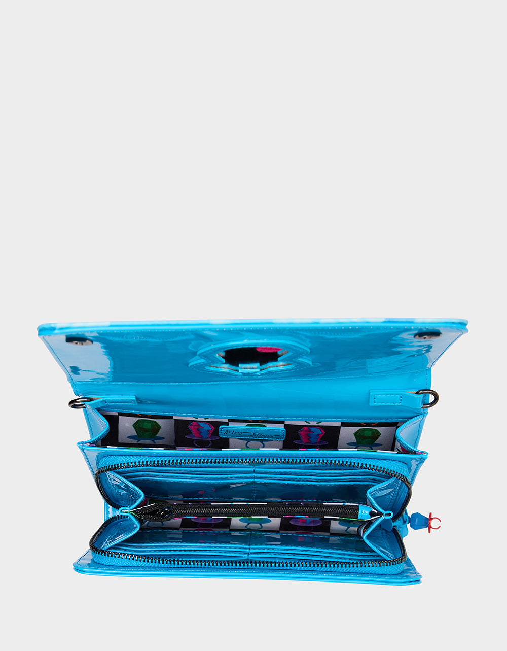 RING POP PATENT WALLET ON CHAIN BLUE Women's Ring Pop Halloween Wallet