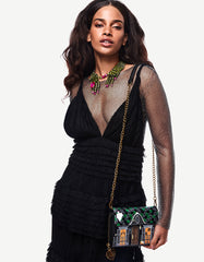 FOREVER HOME WALLET ON CHAIN BLACK/MULTI Women's Halloween-Themed House Wallet