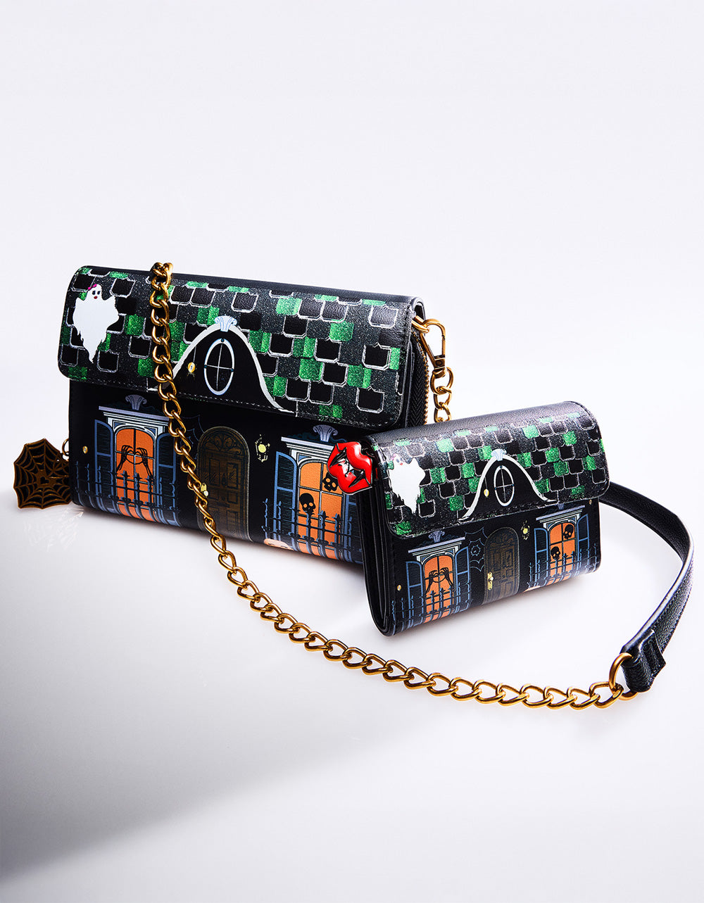 FOREVER HOME WALLET ON CHAIN BLACK/MULTI Women's Halloween-Themed House Wallet