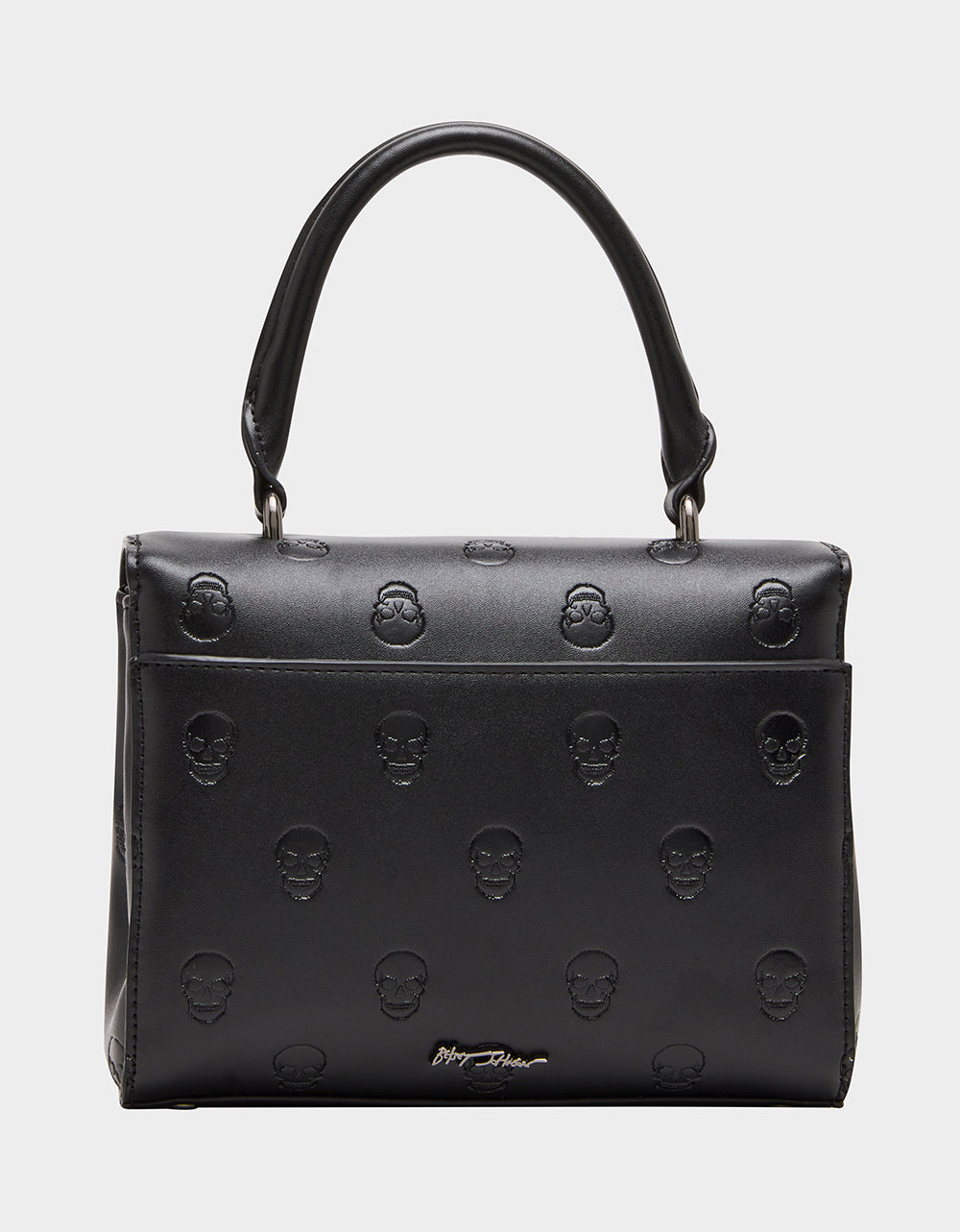 SKULLICIOUS TOP HANDLE BLACK Women's Black Skull Top Handle Handbag with Crossbody Strap