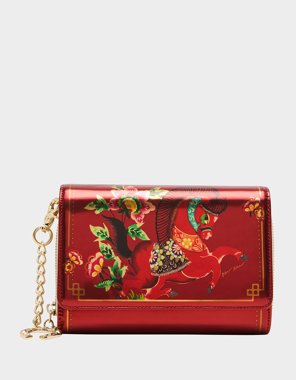 CHINESE NEW YEAR WALLET ON CHAIN RED Women's New Years Heart Crossbody Wallet