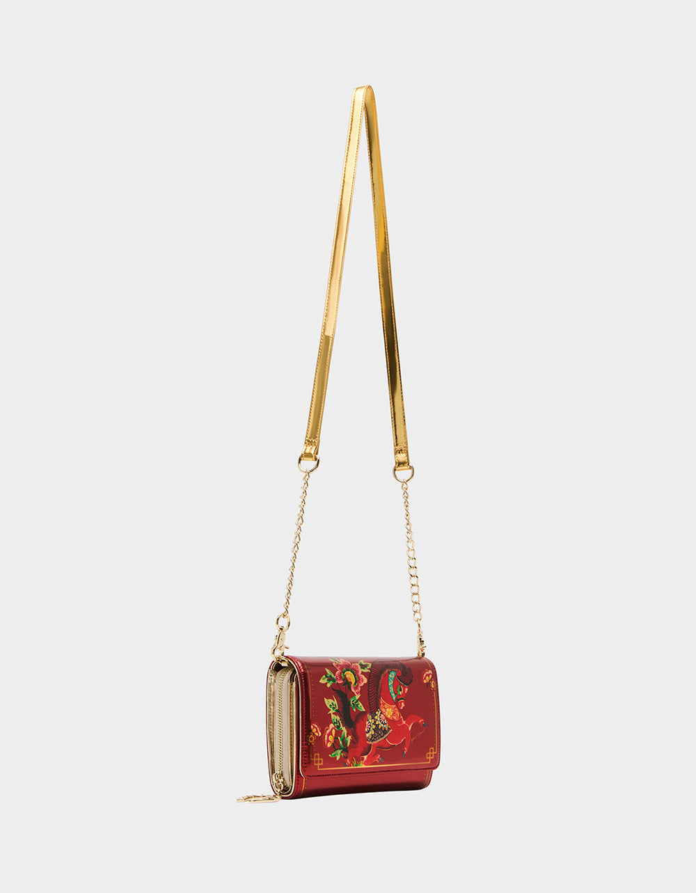 CHINESE NEW YEAR WALLET ON CHAIN RED Women's New Years Heart Crossbody Wallet