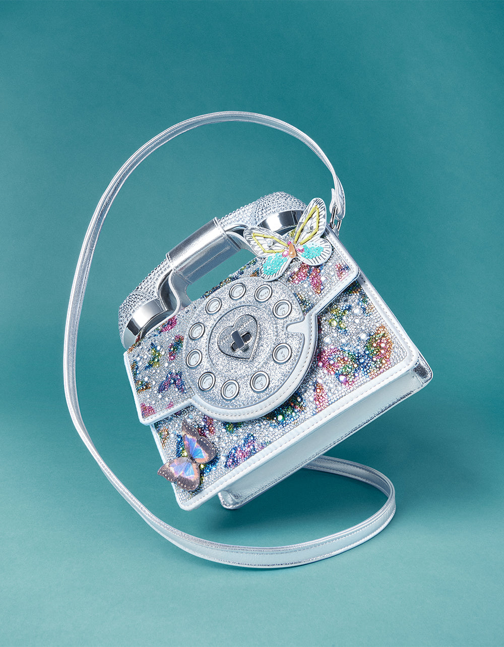 KITSCH BUTTERFLY PHONE BAG SILVER/MULTI