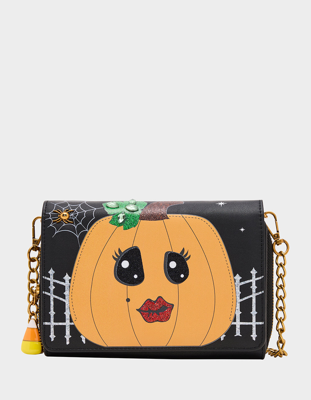 GOURDGOUS WALLET ON CHAIN BLACK MULTI Women's Pumpkin Halloween-Themed Wallet