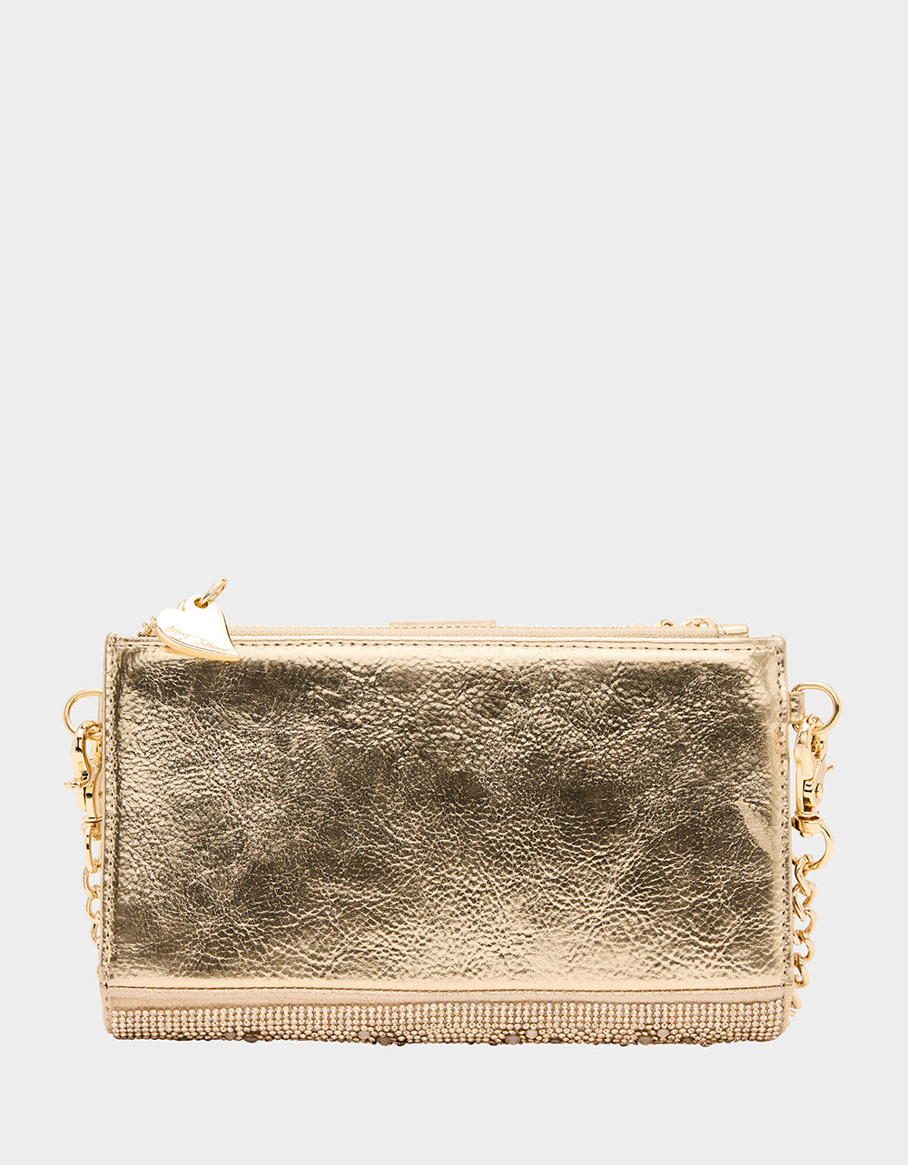 WALLET ON CHAIN PHONE HOLDER CHAMPAGNE Women's Rhinestone Embellished Wallet