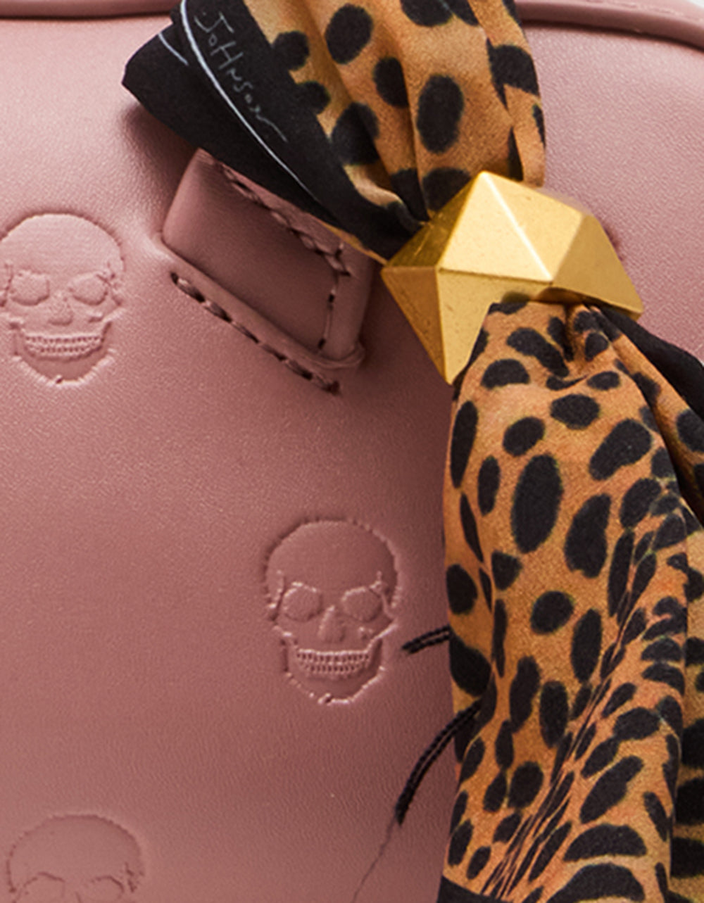 SKULLICIOUS SHOULDER BAG BLUSH Women's Pink Skull Shoulder Handbag with Scarf
