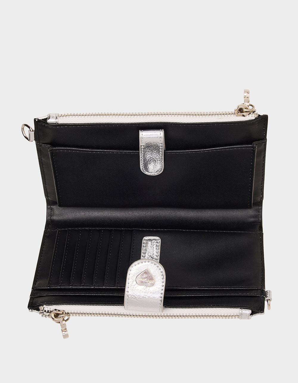 WALLET ON CHAIN PHONE HOLDER SILVER Women's Rhinestone Embellished Wallet