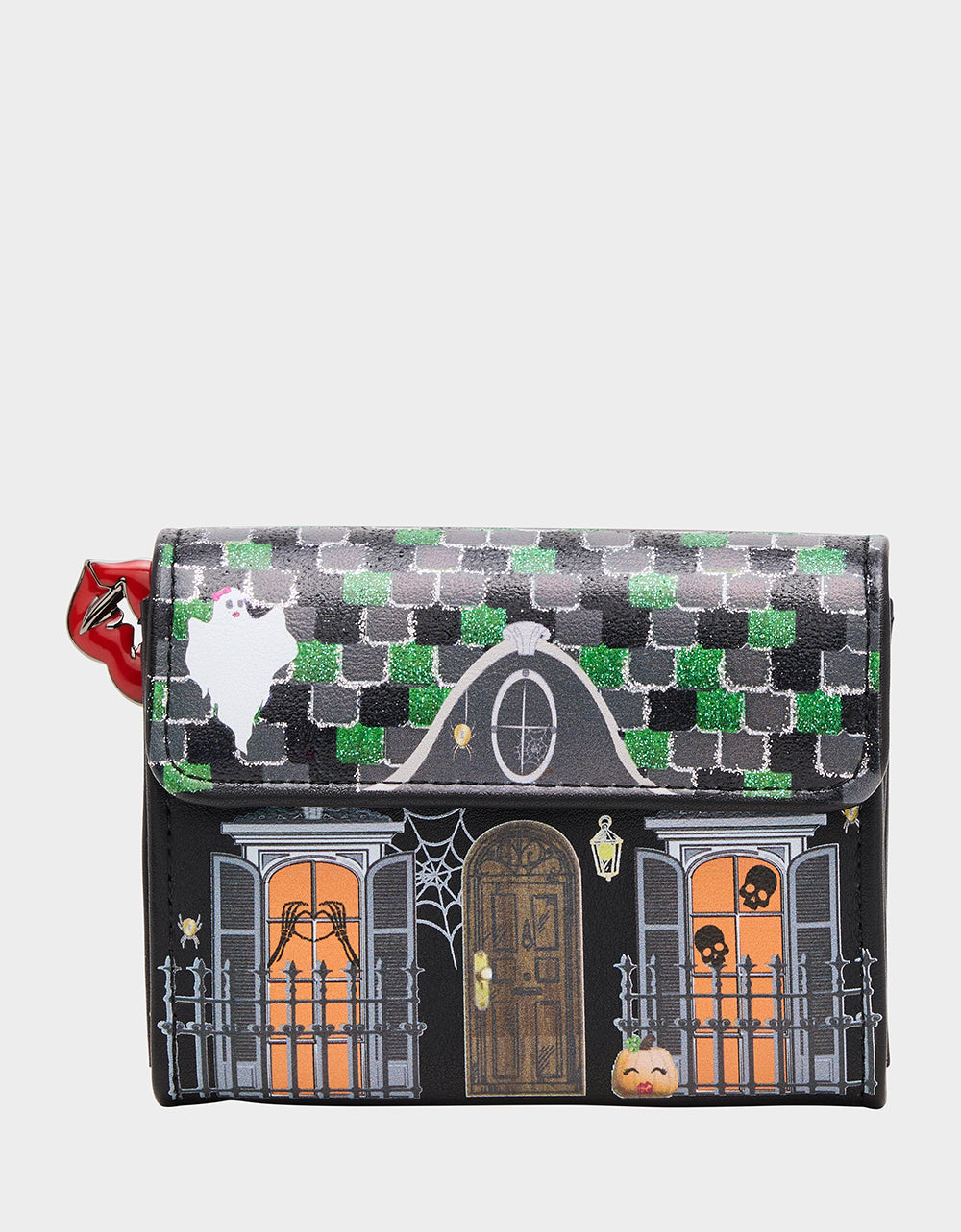 FOREVER HOME BUNDLE Women's Haunted House Halloween Crossbody, Wallet on Chain, and Wallet Set