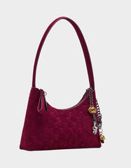 HEADLINER DEBOSS TOP ZIP CHERRY Women's Skull Print Shoulder Charm Handbag