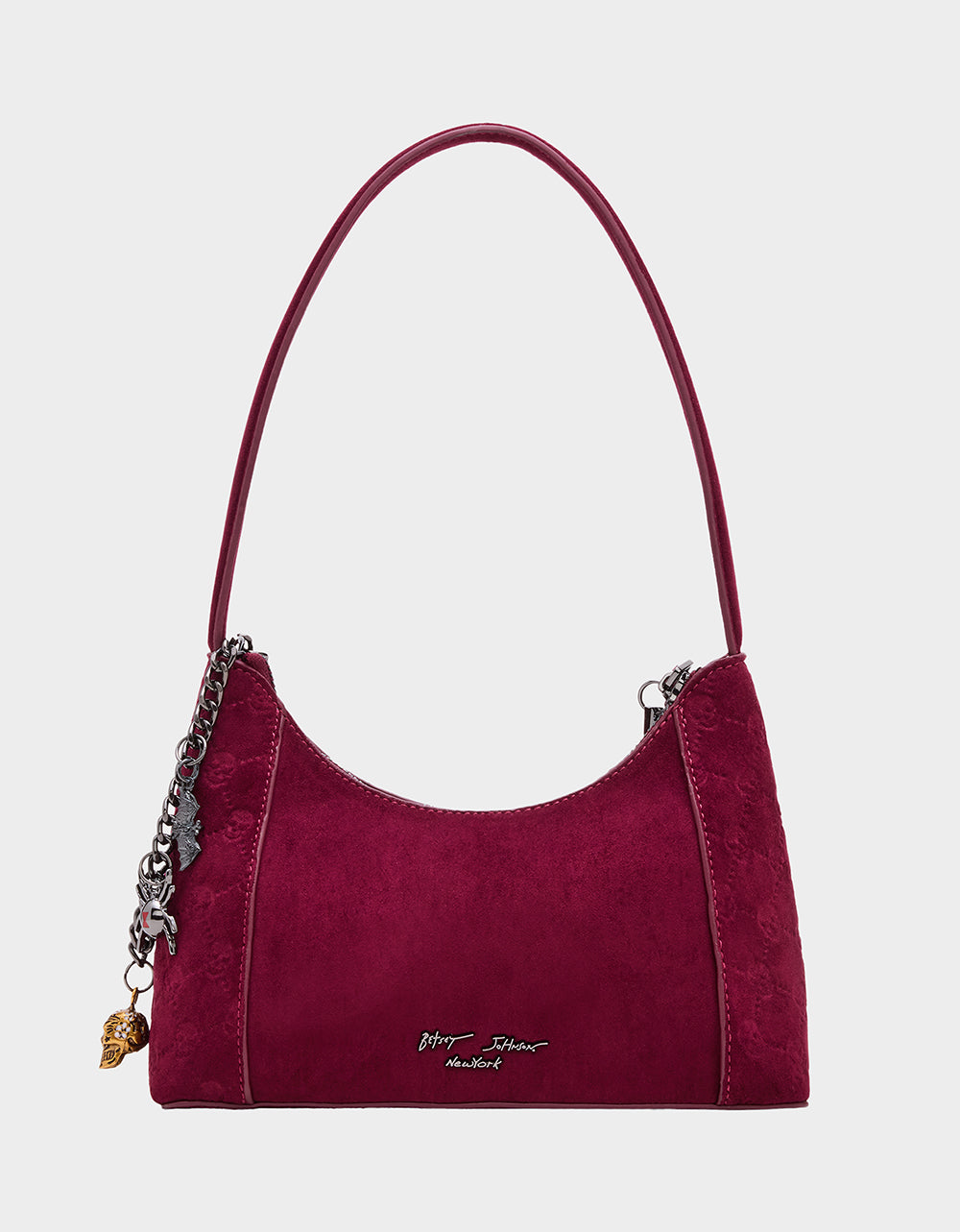 HEADLINER DEBOSS TOP ZIP CHERRY Women's Skull Print Shoulder Charm Handbag