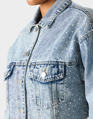 THE JEWELED JEAN DREAM BUNDLE Women's Rhinestone Denim Jacket and Jeans Set