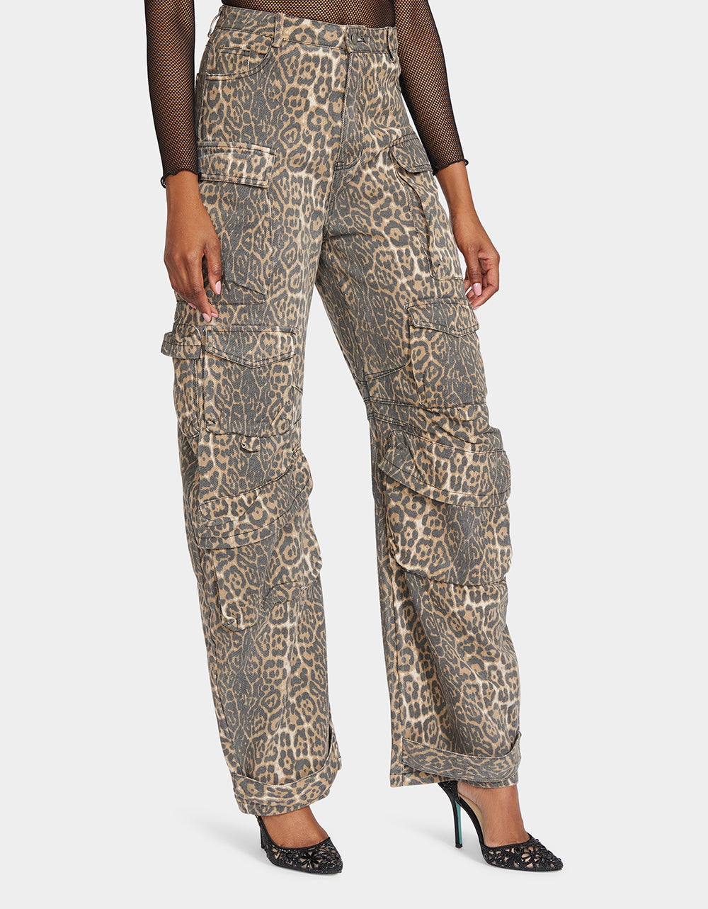 BARREL CARGO PANTS LEOPARD Women's Animal Print Pants