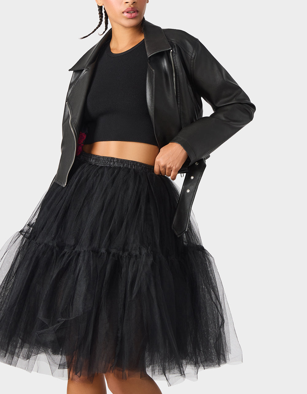 REBEL ROSE JACKET BLACK Women's Leather Long-Sleeved Jacket