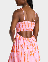 JORDY MAXI DRESS PINK MULTI Women's Flowy Bow Print Maxi Dress