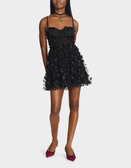 THE FLOWER CHILD HOLIDAY BUNDLE Women's Mini 3D Flower Dress Black and Floral Heel