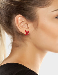 BOW STUD EARRINGS RED Women's Rhinestone Bow Stud Valentine's Day Earrings