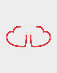 HEART HOOP EARRINGS RED Women's Valentine's Day Heart Hoop Earrings