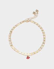 LIPS NECKLACE SET RED Women's Gold Heart Chain Lip Valentine's Day Necklace Set