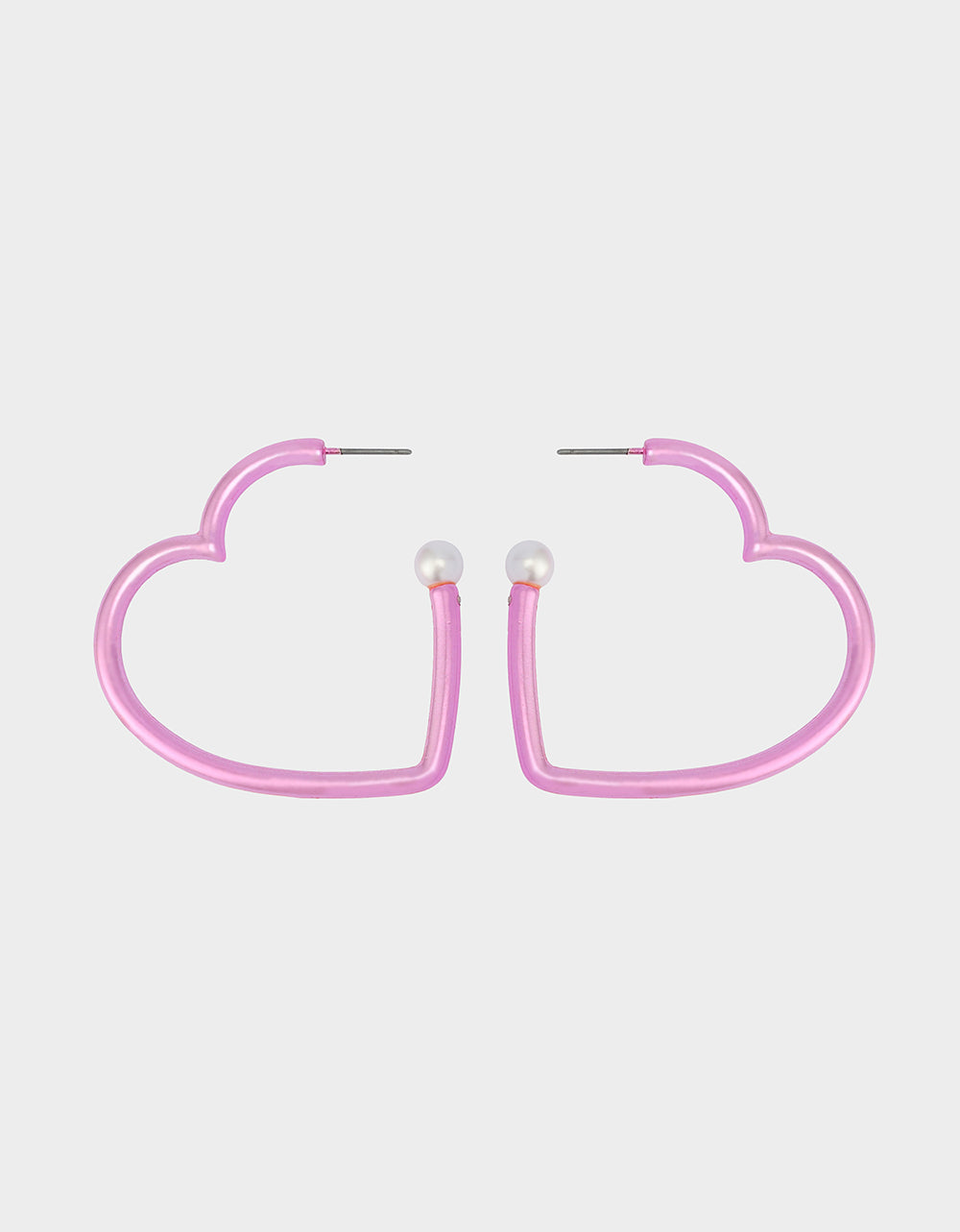 HEART HOOP EARRINGS PINK/WHITE Women's Valentine's Day Heart Hoop Earrings