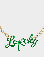 LUCKY FRONTAL NECKLACE GREEN Women's St. Patrick's Day Bib Necklace