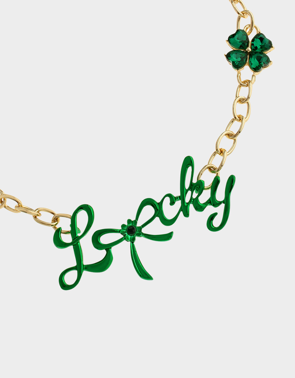 LUCKY FRONTAL NECKLACE GREEN Women's St. Patrick's Day Bib Necklace