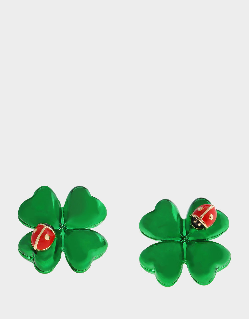SHAMROCK LADYBUG STUD EARRINGS GREEN Women's St. Patrick's Day Shamrock Ladybug Earrings