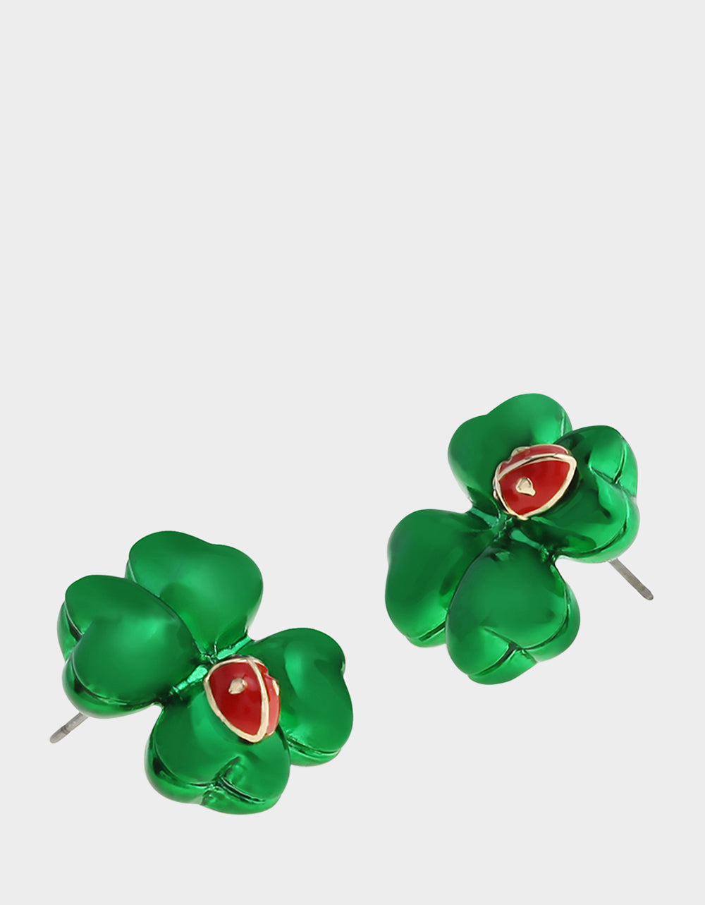 SHAMROCK LADYBUG STUD EARRINGS GREEN Women's St. Patrick's Day Shamrock Ladybug Earrings