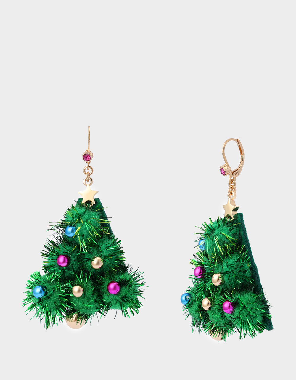 PLUSH TREE DROP EARRINGS FIR GREEN Women's Christmas-Themed Tree Drop Earrings