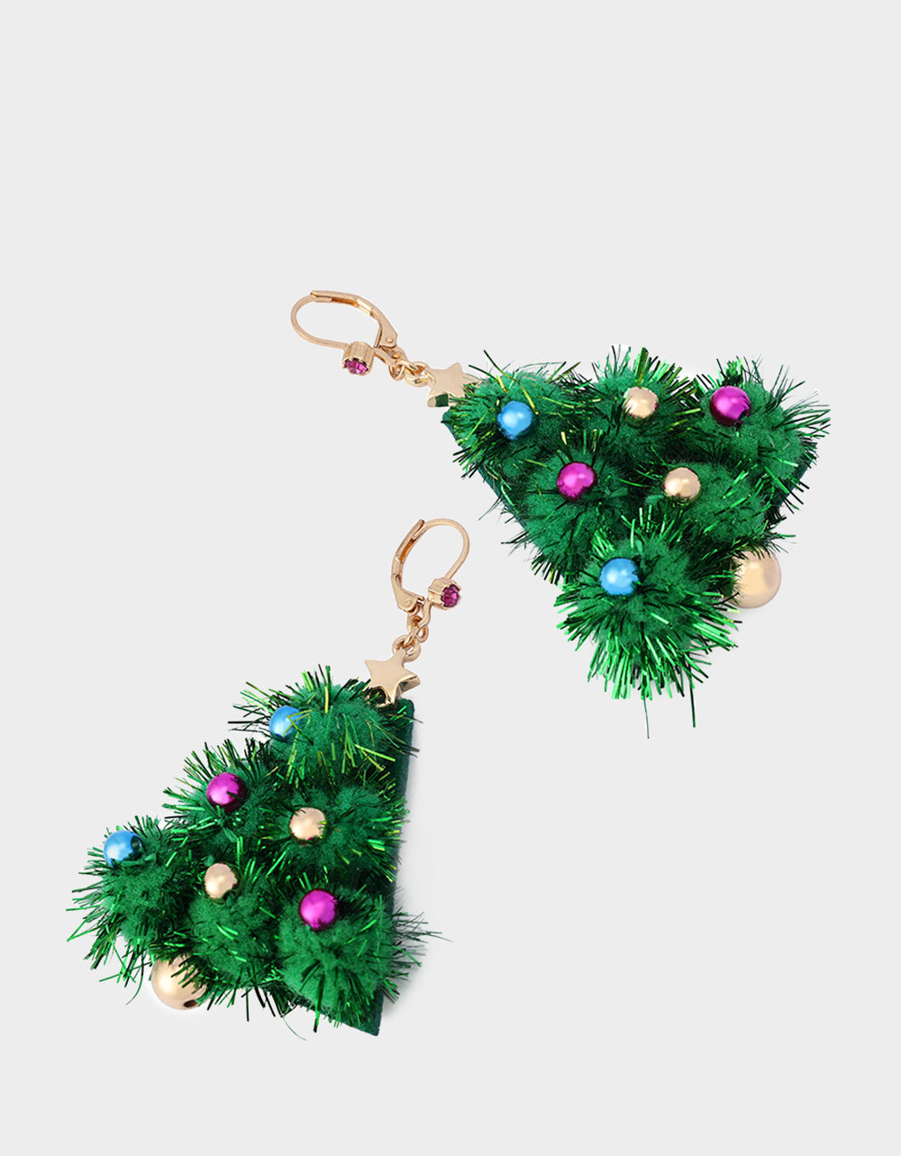 PLUSH TREE DROP EARRINGS FIR GREEN Women's Christmas-Themed Tree Drop Earrings