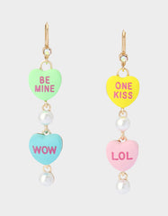 SWEETHEART LINEAR EARRINGS MULTI Women's Valentine's Day Candy Hearts Earrings