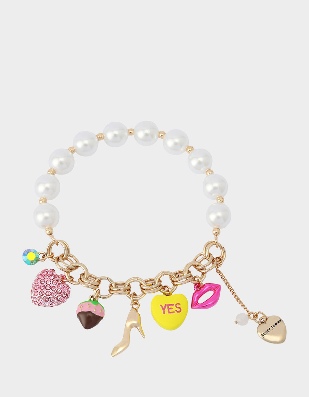 SWEETHEART CHARM STRETCH BRACELET PEARL Women's Valentine's Day Stretch Charm Pearl Bracelet