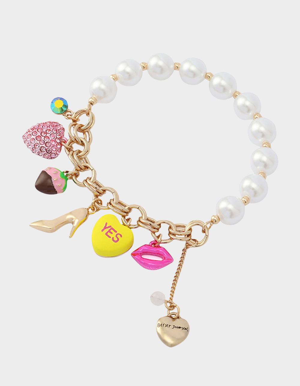 SWEETHEART CHARM STRETCH BRACELET PEARL Women's Valentine's Day Stretch Charm Pearl Bracelet