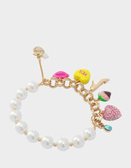 SWEETHEART CHARM STRETCH BRACELET PEARL Women's Valentine's Day Stretch Charm Pearl Bracelet