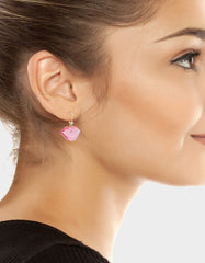 LIPS LEVER BACK EARRINGS PINK Women's Valentine's Day Drop Lips Earrings