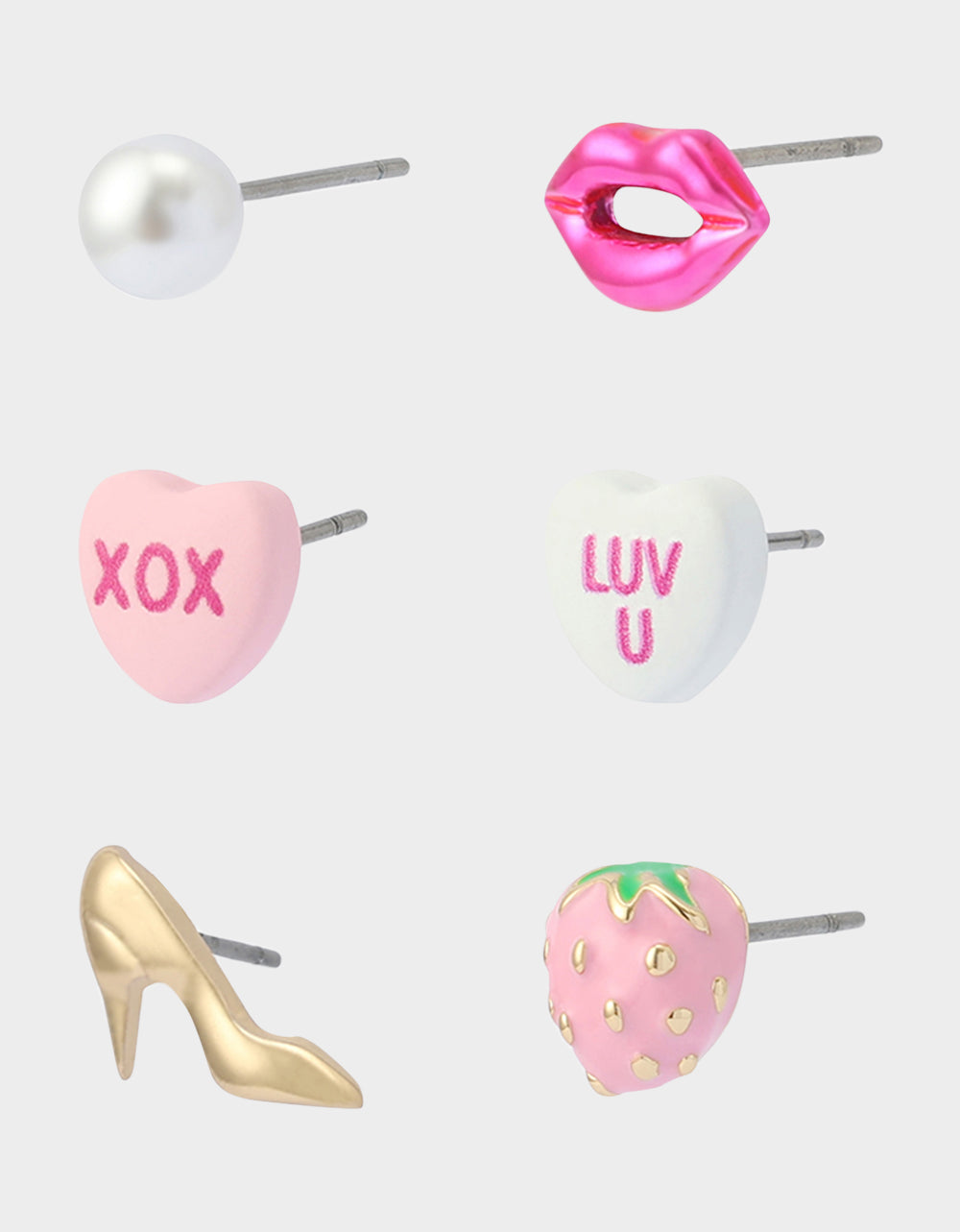 MISMATCH XOXO STUD SET PINK Women's Valentine's Day Stud Earrings