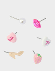 MISMATCH XOXO STUD SET PINK Women's Valentine's Day Stud Earrings