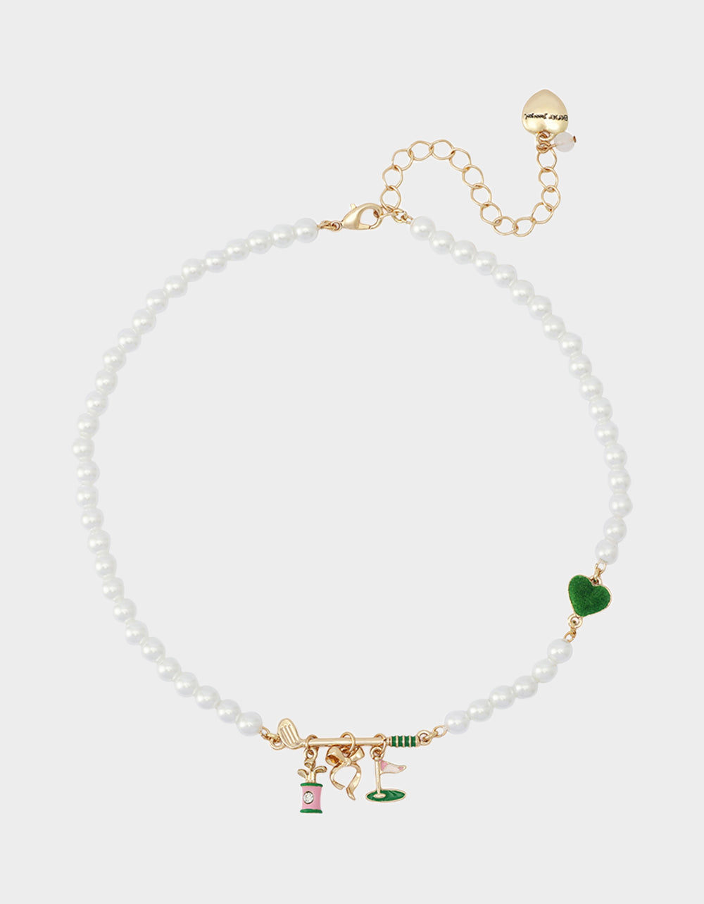 GOLF FRONTAL NECKLACE GREEN Women's Sports-Themed Golf Pearl Necklace