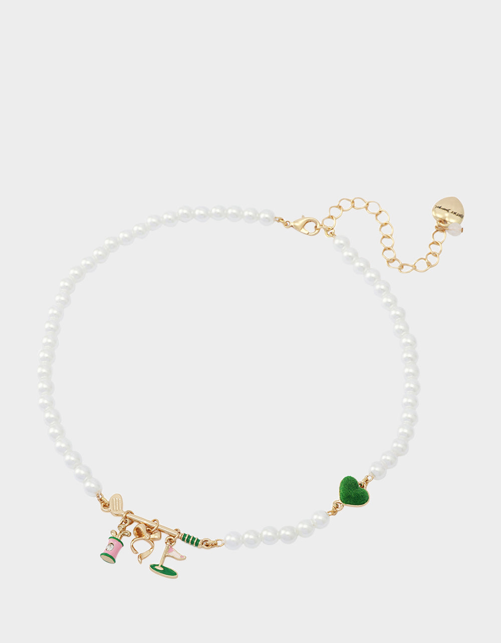 GOLF FRONTAL NECKLACE GREEN Women's Sports-Themed Golf Pearl Necklace