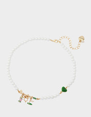 GOLF FRONTAL NECKLACE GREEN Women's Sports-Themed Golf Pearl Necklace